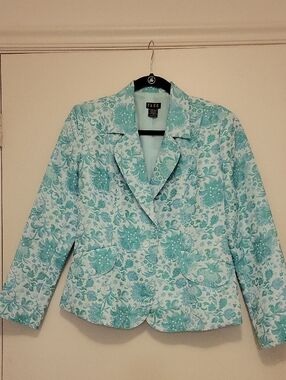 ELCC Turquoise Floral Tailored Blazer